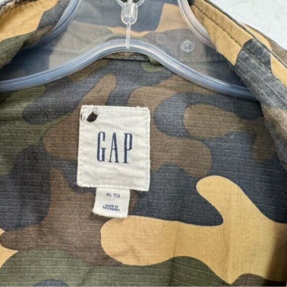 GAP NEW Utility Cotton Military Camo Jacket Pockets Zip Drawcord Lightweight XL - Picture 9 of 16